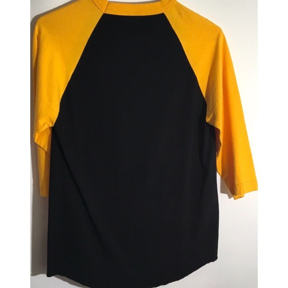 George Jones Museum Vintage Tee Size Small Black & Yellow Raglan Sleeve T-Shirt - Picture 5 of 5
